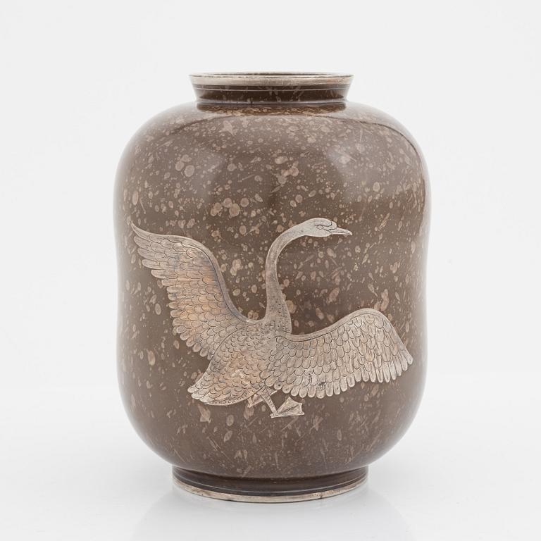 Wilhelm Kåge, a brown glazed 'Argenta' stoneware vase, Gustavsberg, Sweden 1938.