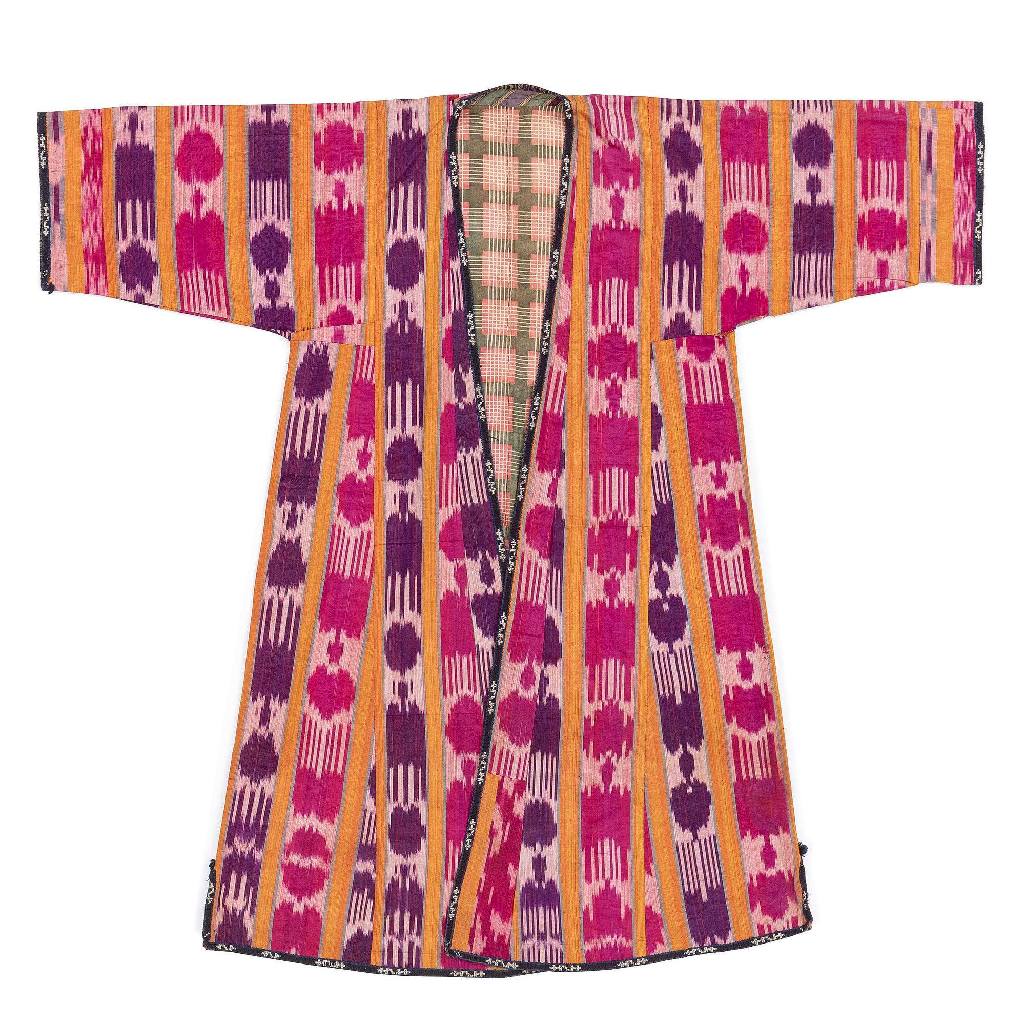 A woman’s Chapan, silk and cotton Ikat, Central Asia, 1880s.