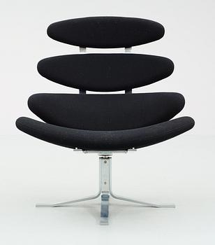 A Poul Volther steel and black wool 'Corona' easy chair by Erik Jørgensen, Denmark.