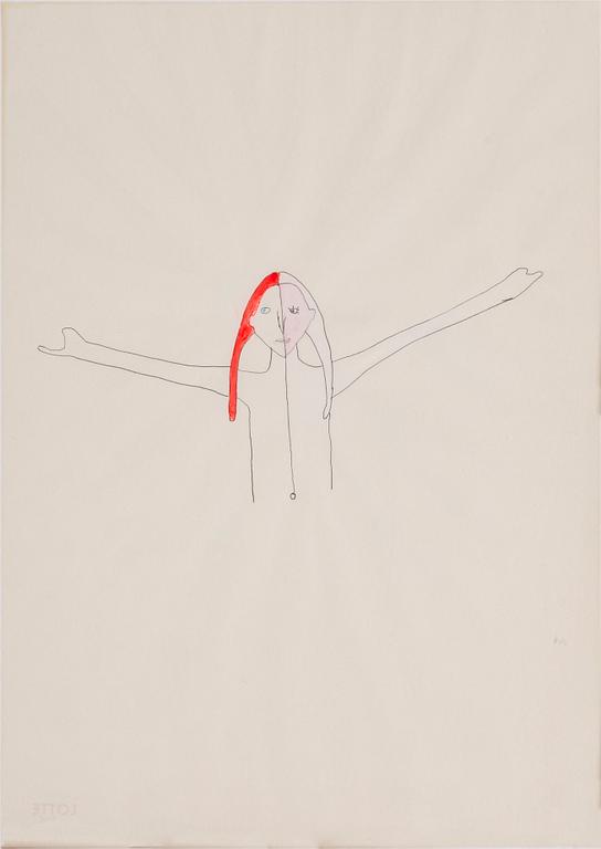 VANESSA BEECROFT, blyerts och akvarell på papper. Signerad.