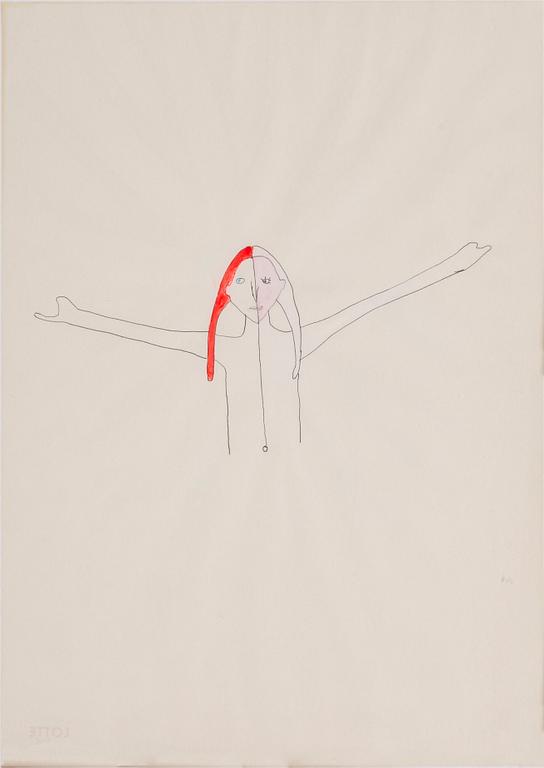 VANESSA BEECROFT, pencil and watercolour on paper. Signed on verso. Signed.