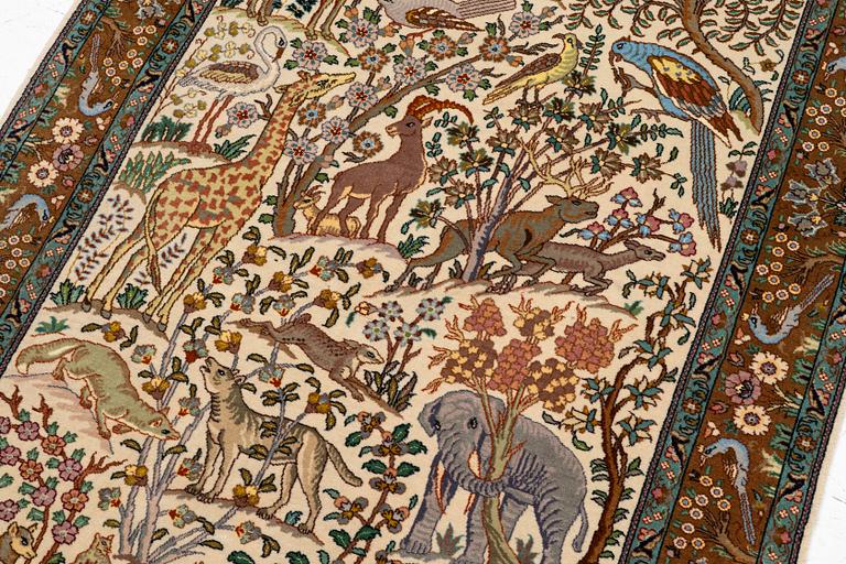 A Tabriz part silk rug, c. 145 x 100 cm.