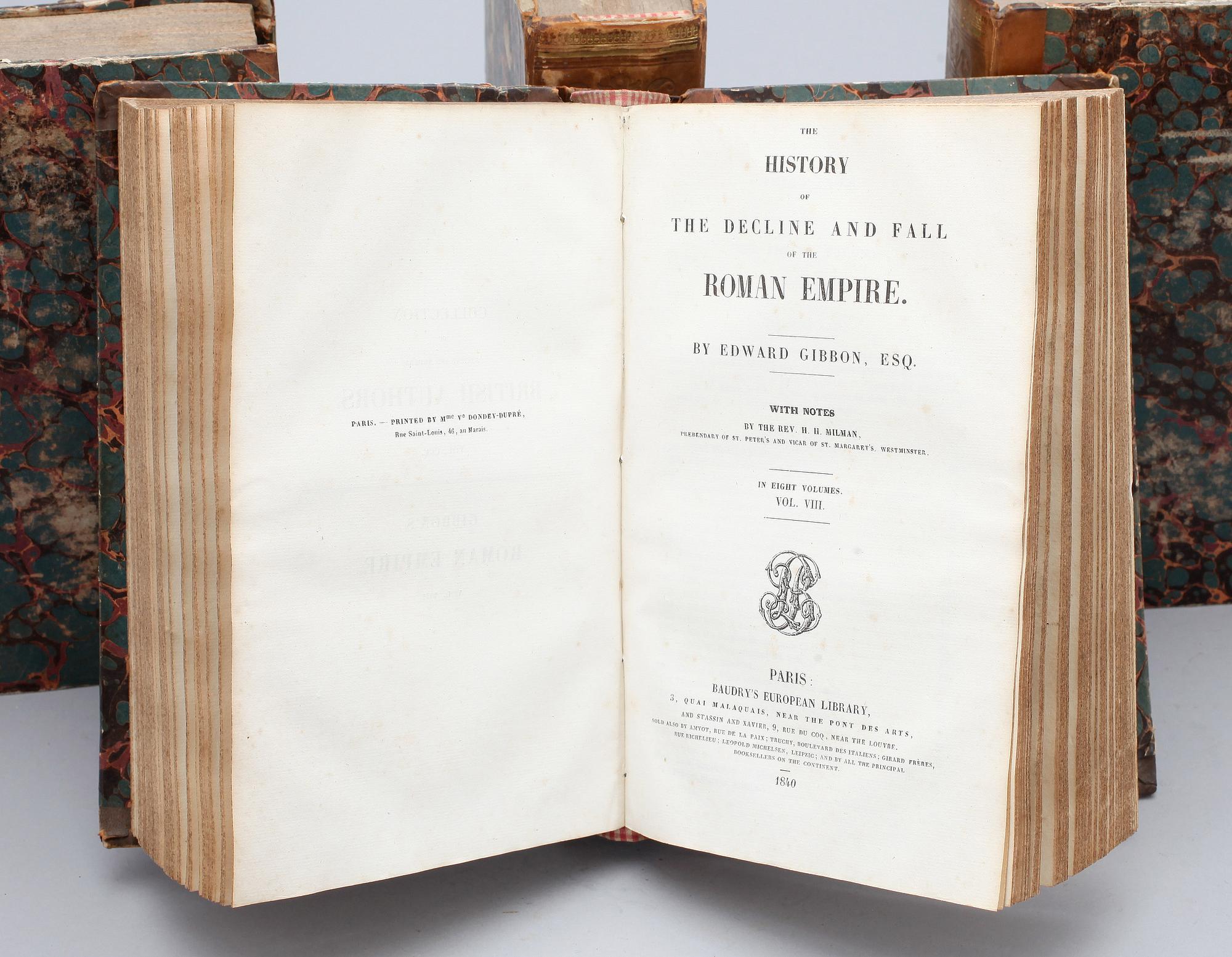 BOKVERK. 4 vol, Gibbons Roman Empire. Paris 1840.