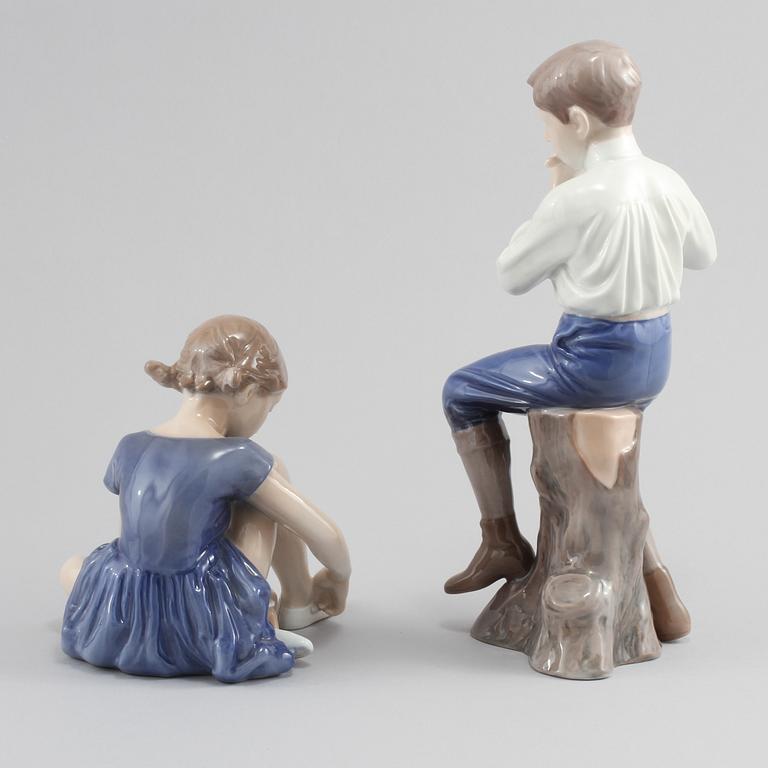 FIGURINER, 2 st, porslin, Royal Copenhagen samt Bing & Gröndahl, Danmark, 1900-talets andra hälft.