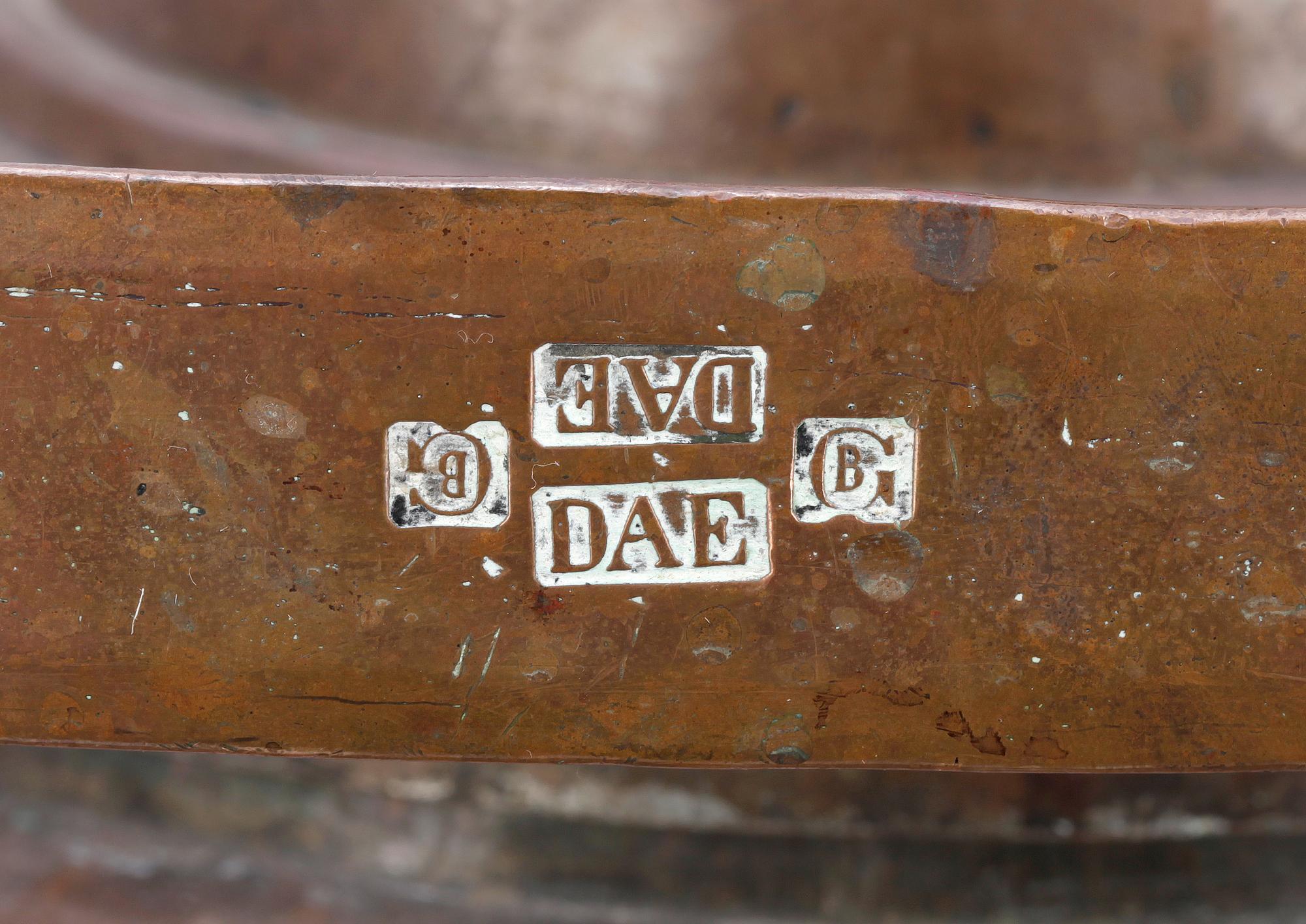 KAFFEPANNA, koppar, märkt DAE o GB, 1800-talets första hälft.