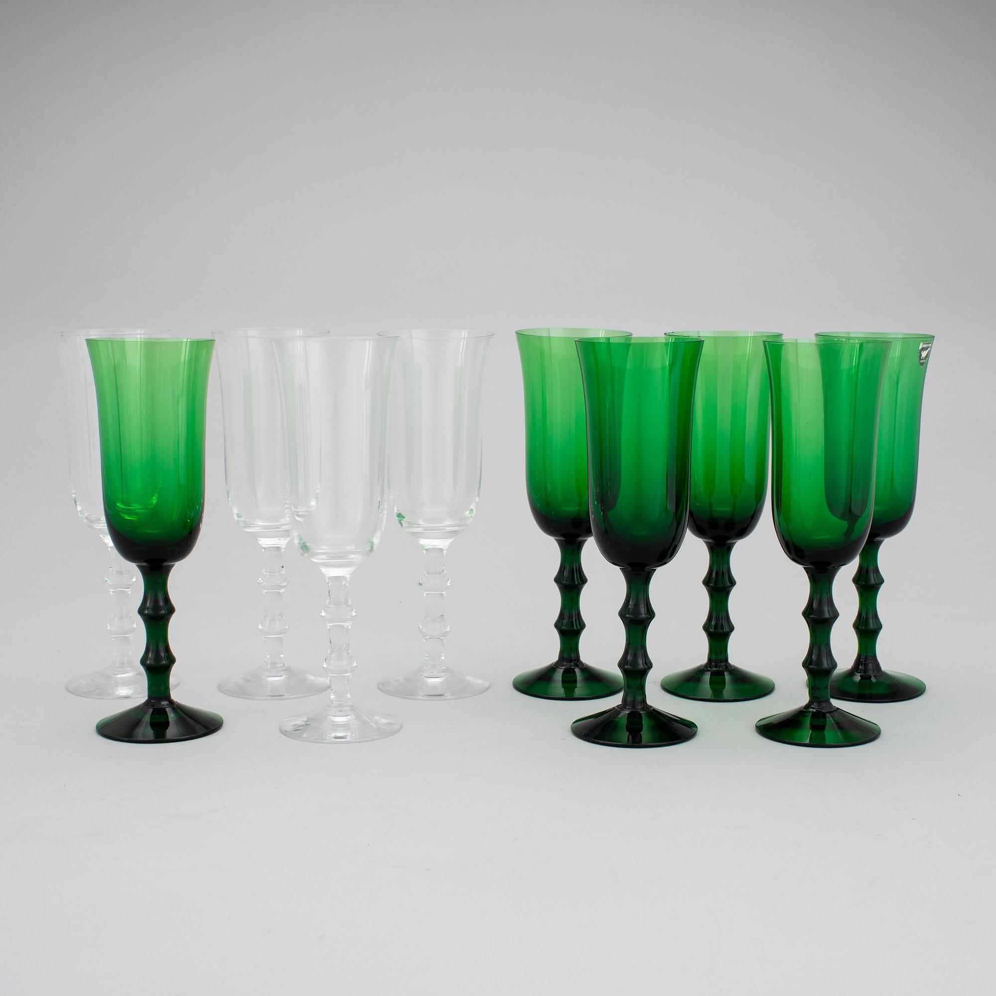 SIMON GATE, Orrefors, vinglas 10 st, "Salut", 1900-talets tredje kvartal.