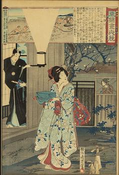 Yoshu Chikanobu, "Minamoto no Raiko" och "Lord Hidetada".