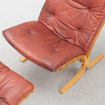 Ingemar Relling, a pair of "Siesta" lounge chairs with ottoman, Westnofa, Norway.