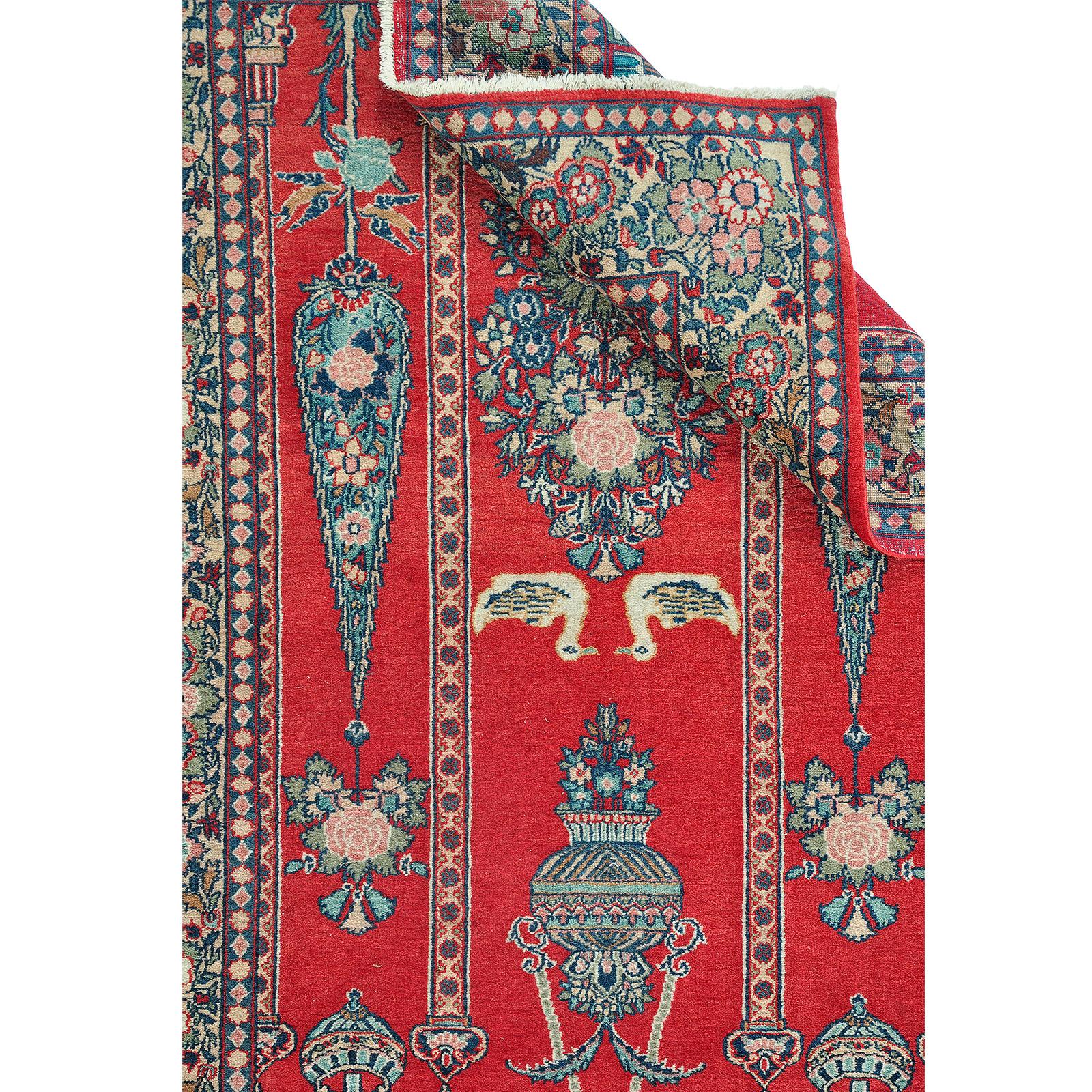 A rug, semi-antique Kashan/Sarouk, ca 210 x 132 cm. figural.