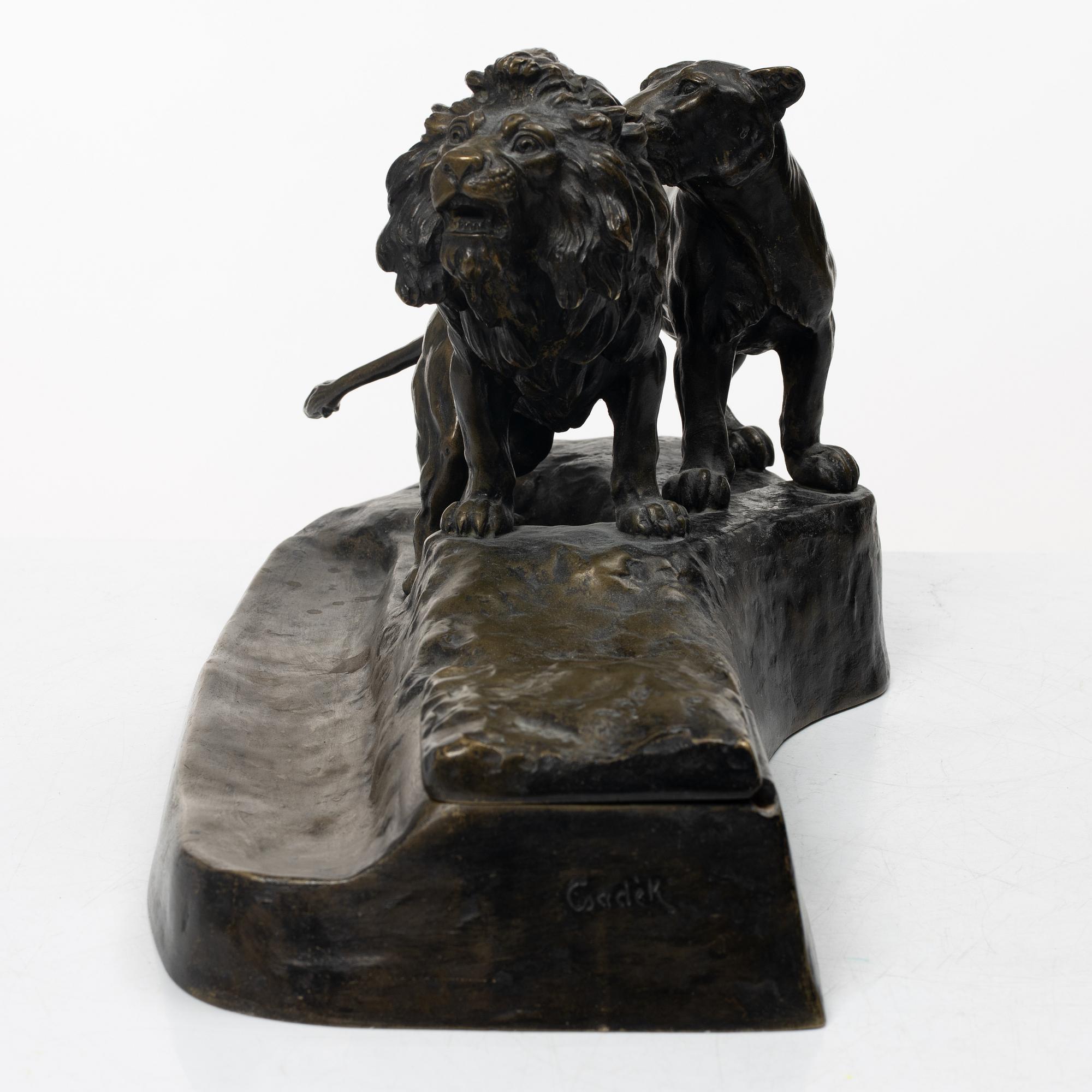 Desk set, 4 pieces, bronze, Austria circa 1900.