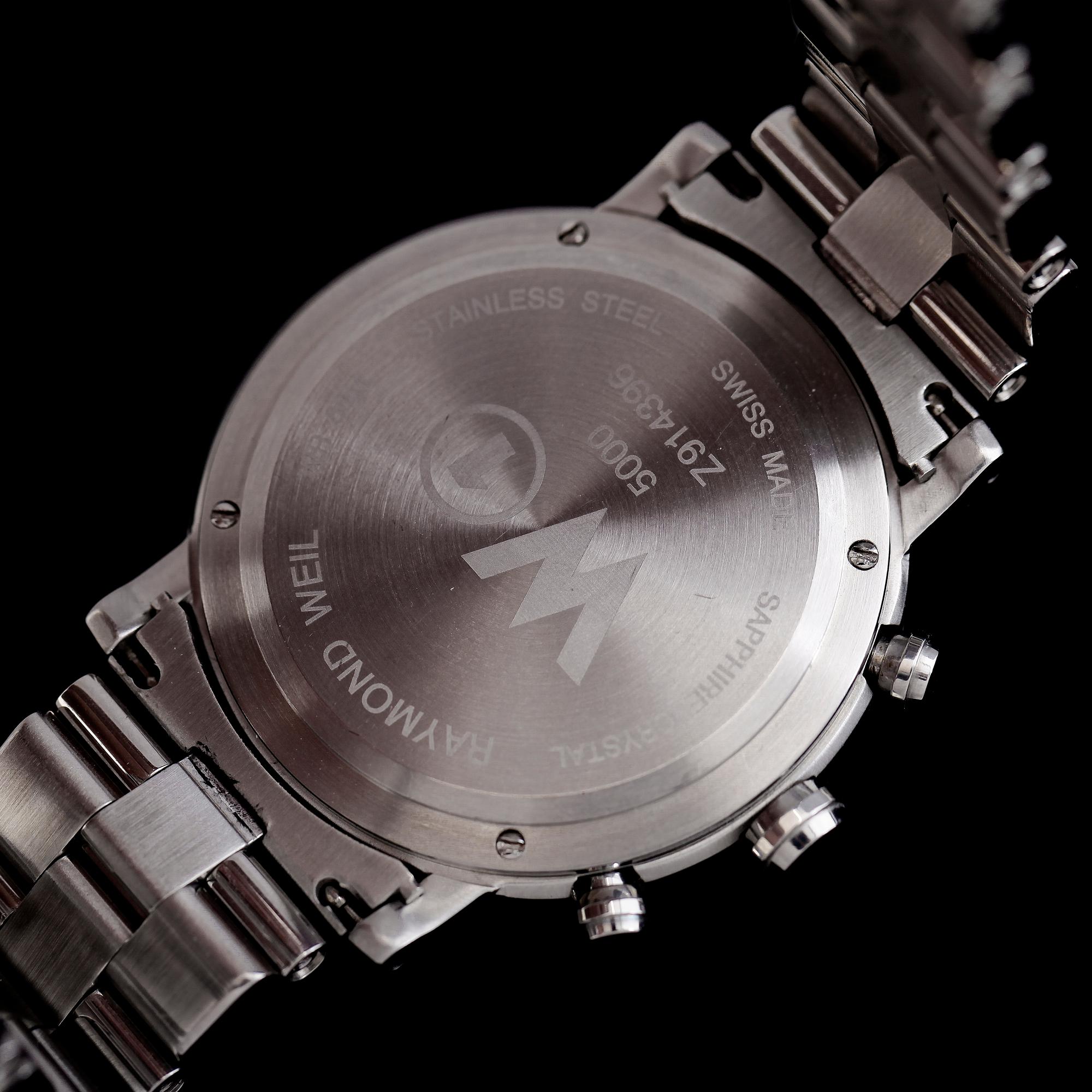 ARMBANDSUR, Raymond Weil, W1, chronograph, stål, 1900-talets senare del.