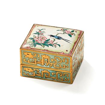 1107. An enamel on copper curio box, Qing dynasty.