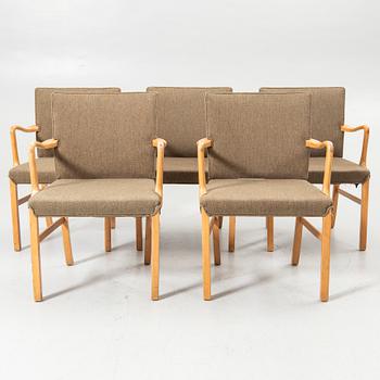Ole Wanscher, Karmstolar, 5 st, modell "1752", Fritz Hansen, 1940-tal.