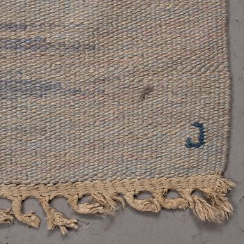 Judith Johansson, matto, "Myosotis", flat weave, ca 298,5 x 209,5-213 cm, signerad JJ J (the weaver).