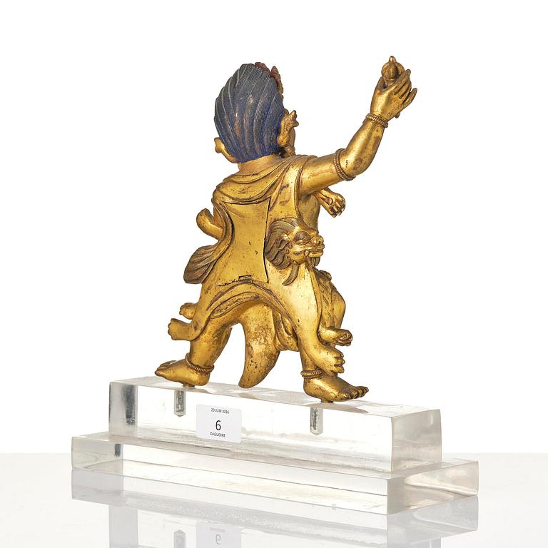 A Sinotibetan gilt bronze figure of Vajrapani, 20th century.