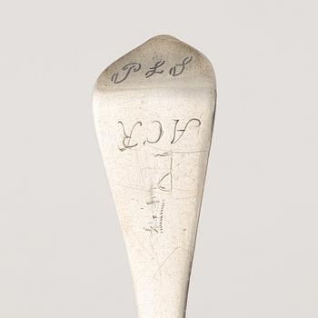 A Swedish silver rat-tail spoon, marks of Wolter Siewers (1693-1722), Norrköping.