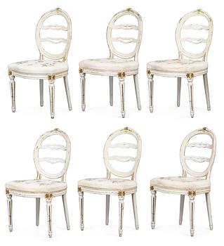 Six Gustavian chairs.