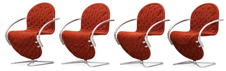 VERNER PANTON, fåtöljer, 4 st, "System 1-2-3 Lounge Deluxe", Fritz Hansen, Danmark 1970-tal.