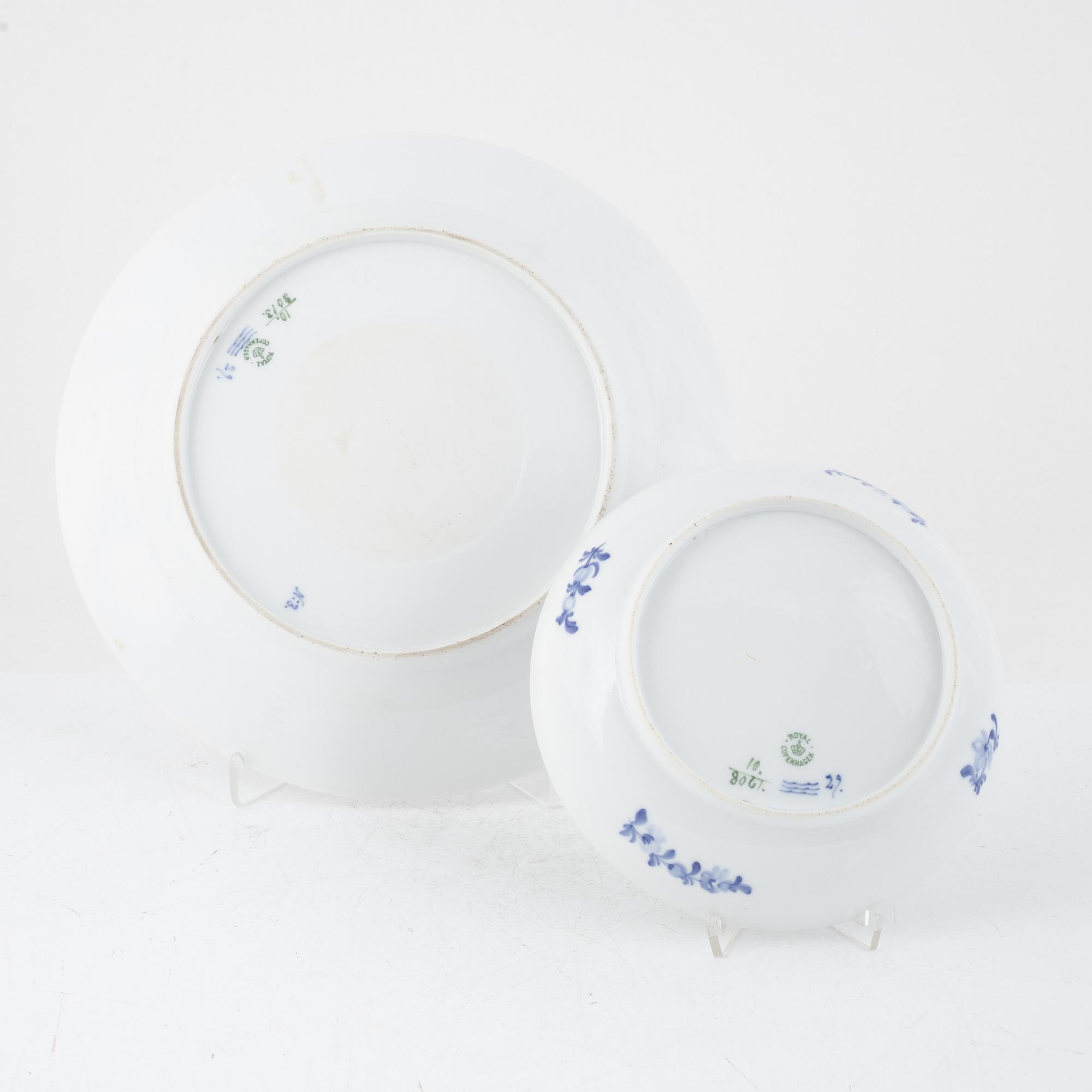 An 80-piece porcelain dinner service, "Blue flower", Royal Copenhagen, Denmark.