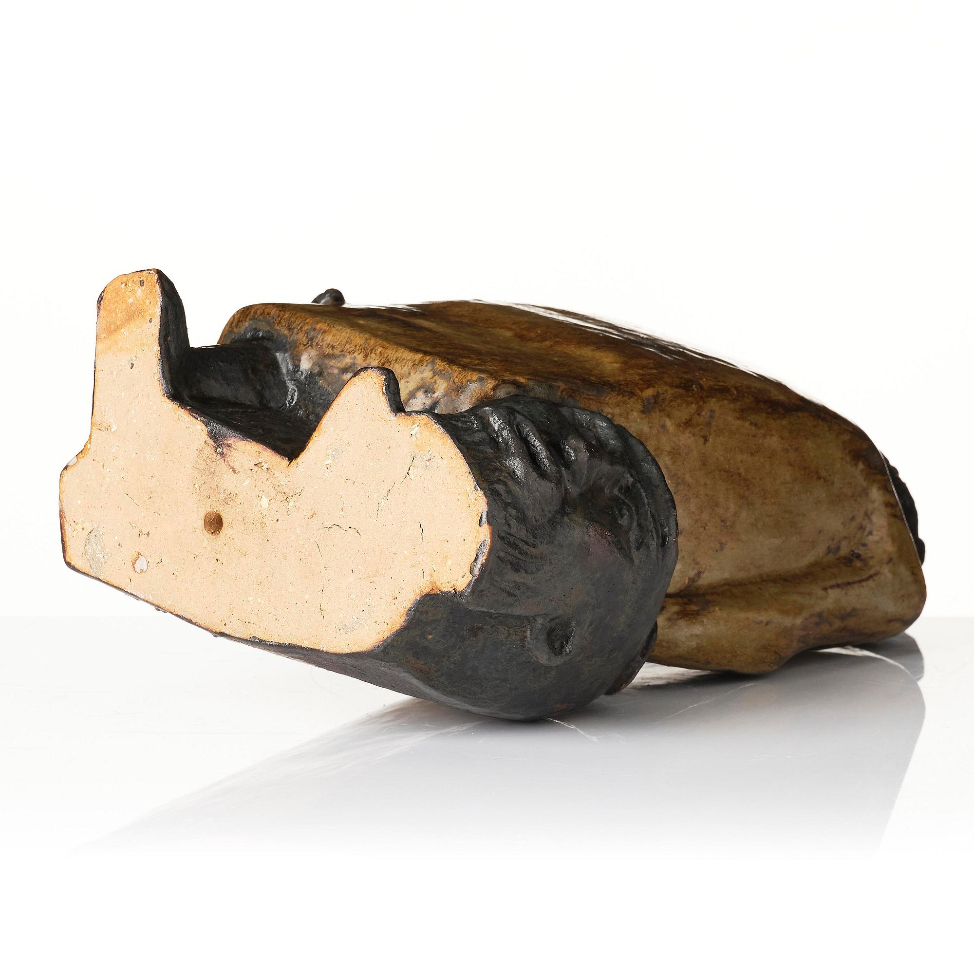 Åke Holm, a glazed stoneware sculpture, "David and Goliath", Höganäs 1950s.