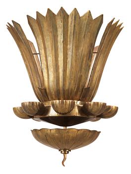 A Lars Holmström Swedish Grace brass chandelier, Arvika Sweden 1920's.