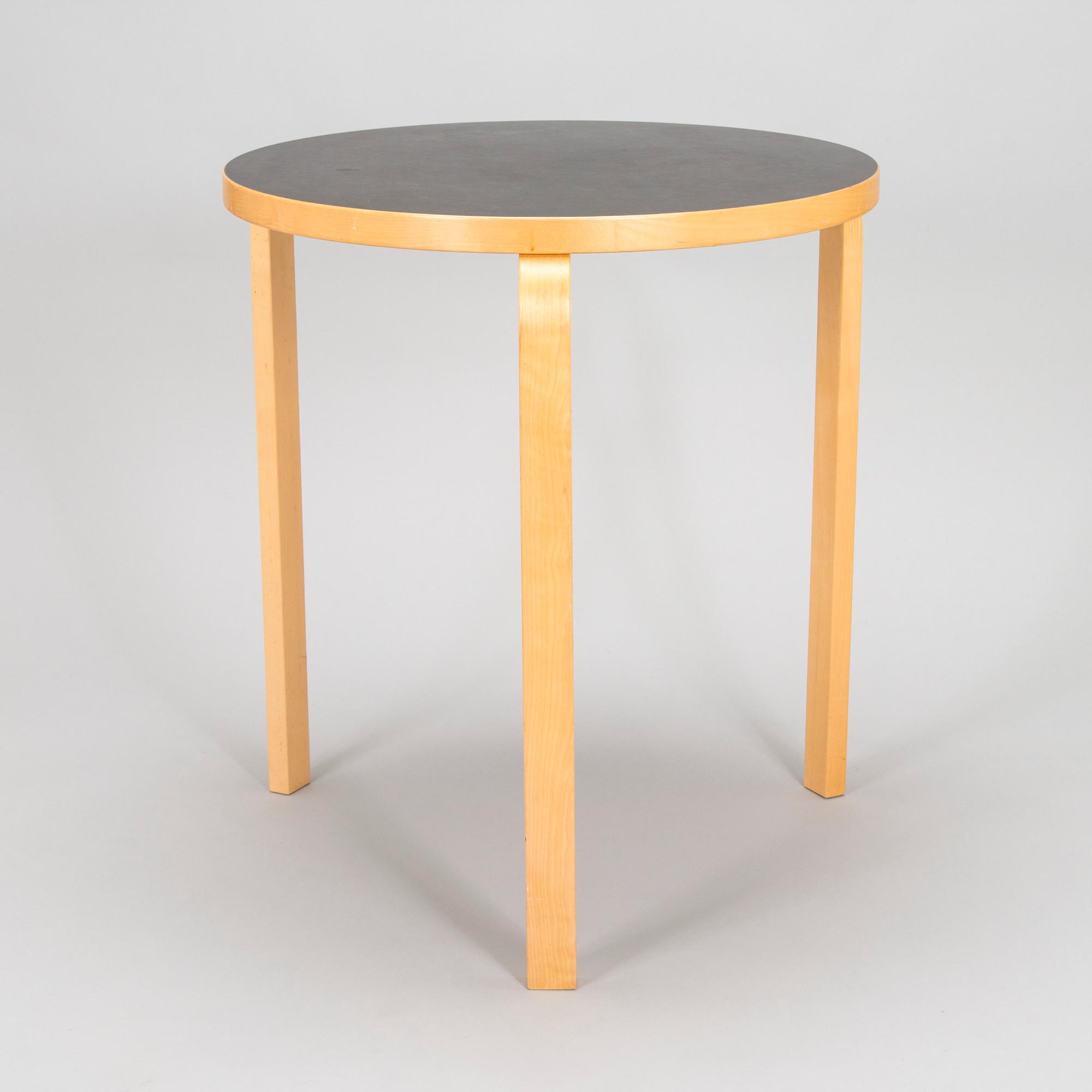 Alvar Aalto, a table and three chairs, Artek 2006 and 2007.