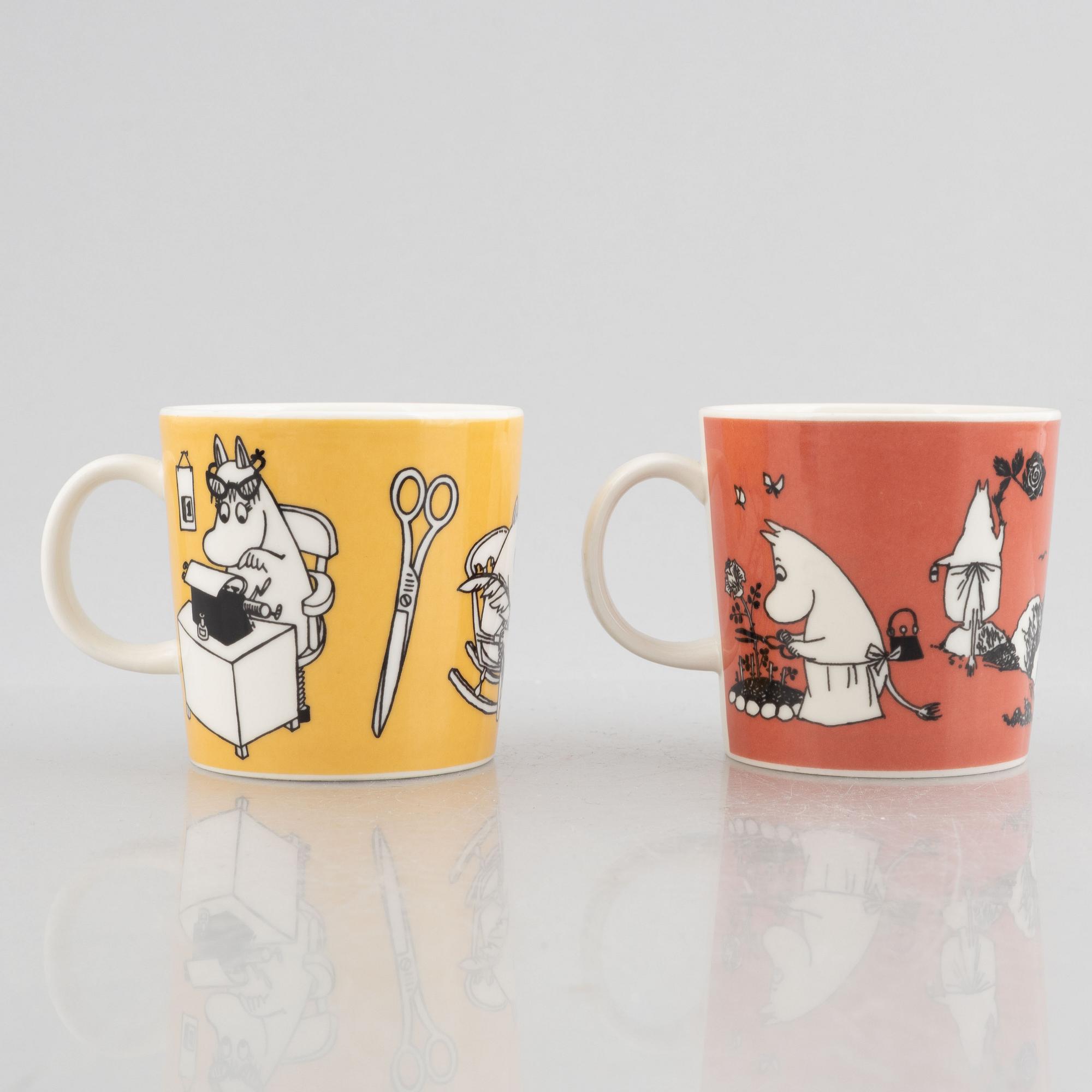 Two Moomin mugs, Arabia, Finland, 1990-1999.