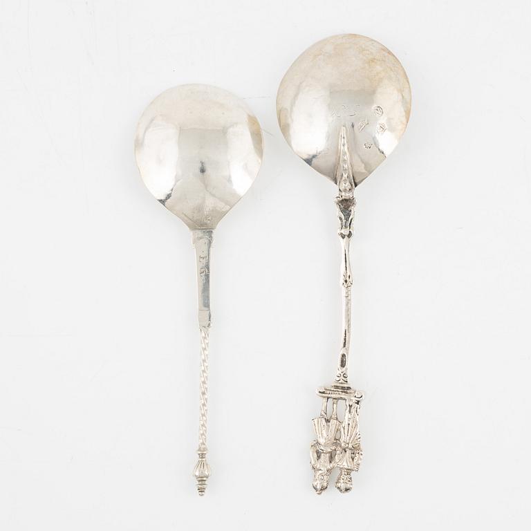 Two Silver Spoons, including Holland 1847.