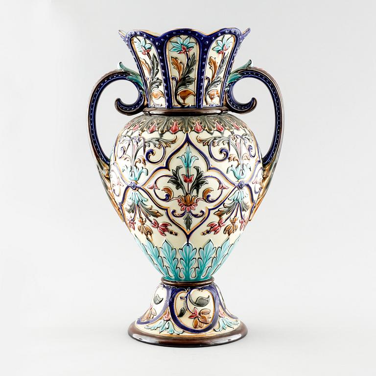 A Rörstrand vase in majolica, made around year 1900.