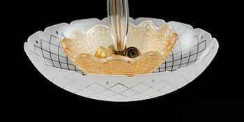 TAKLAMPA, glas, Orrefors, 1900-talets mitt. Höjd ca 50 cm.