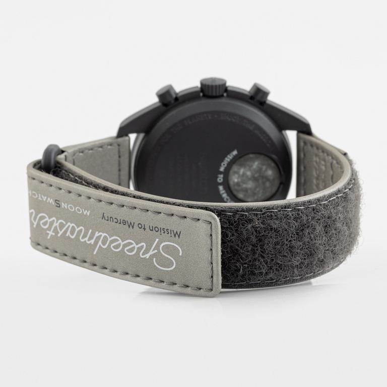 Swatch/Omega, MoonSwatch, Mission to Mercury, chronograph, wristwatch, 42 mm.