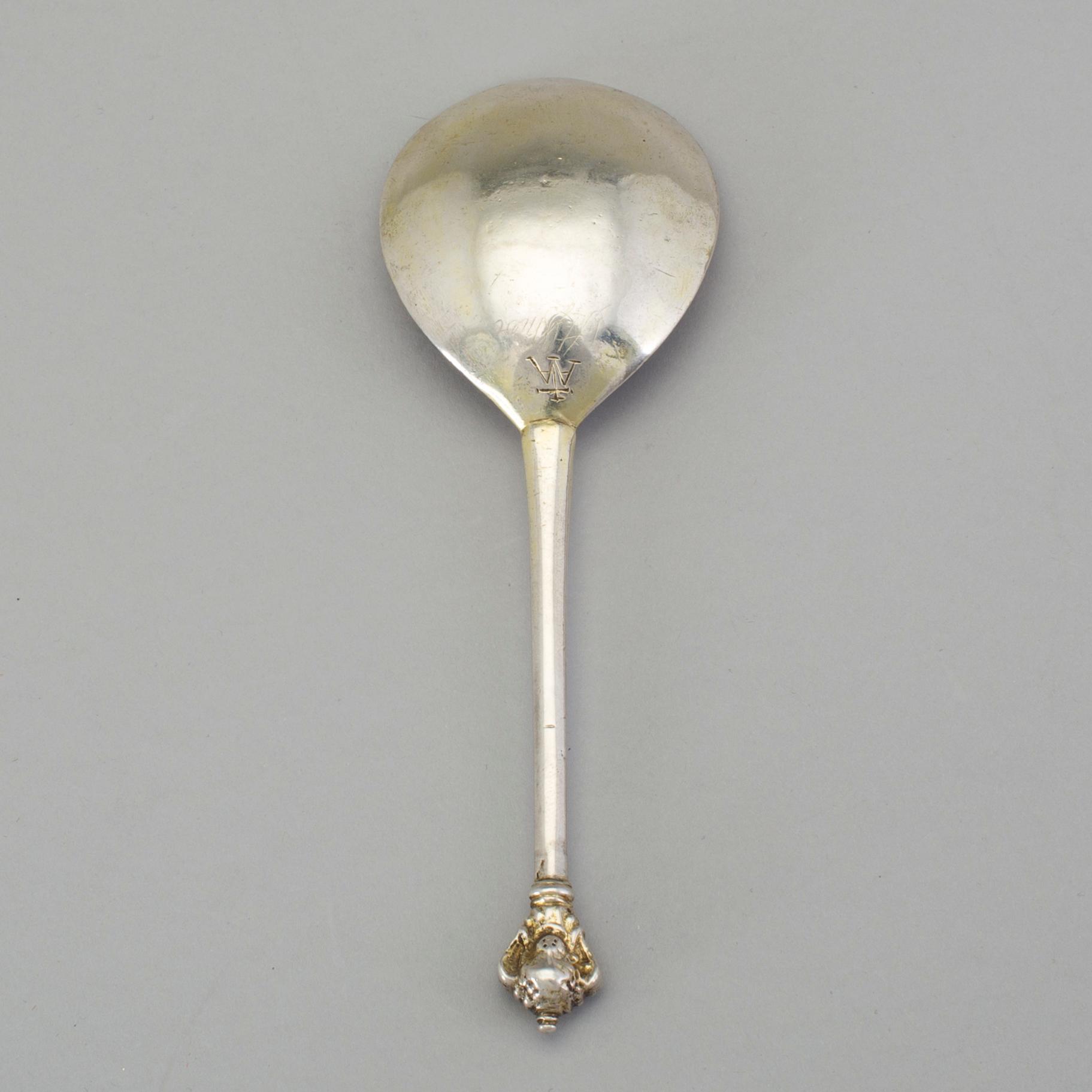 A Swedish 17th century silver-gilt spoon, unmarked (possibly Anders Andersson Amor, Sthlm 1684-1703).