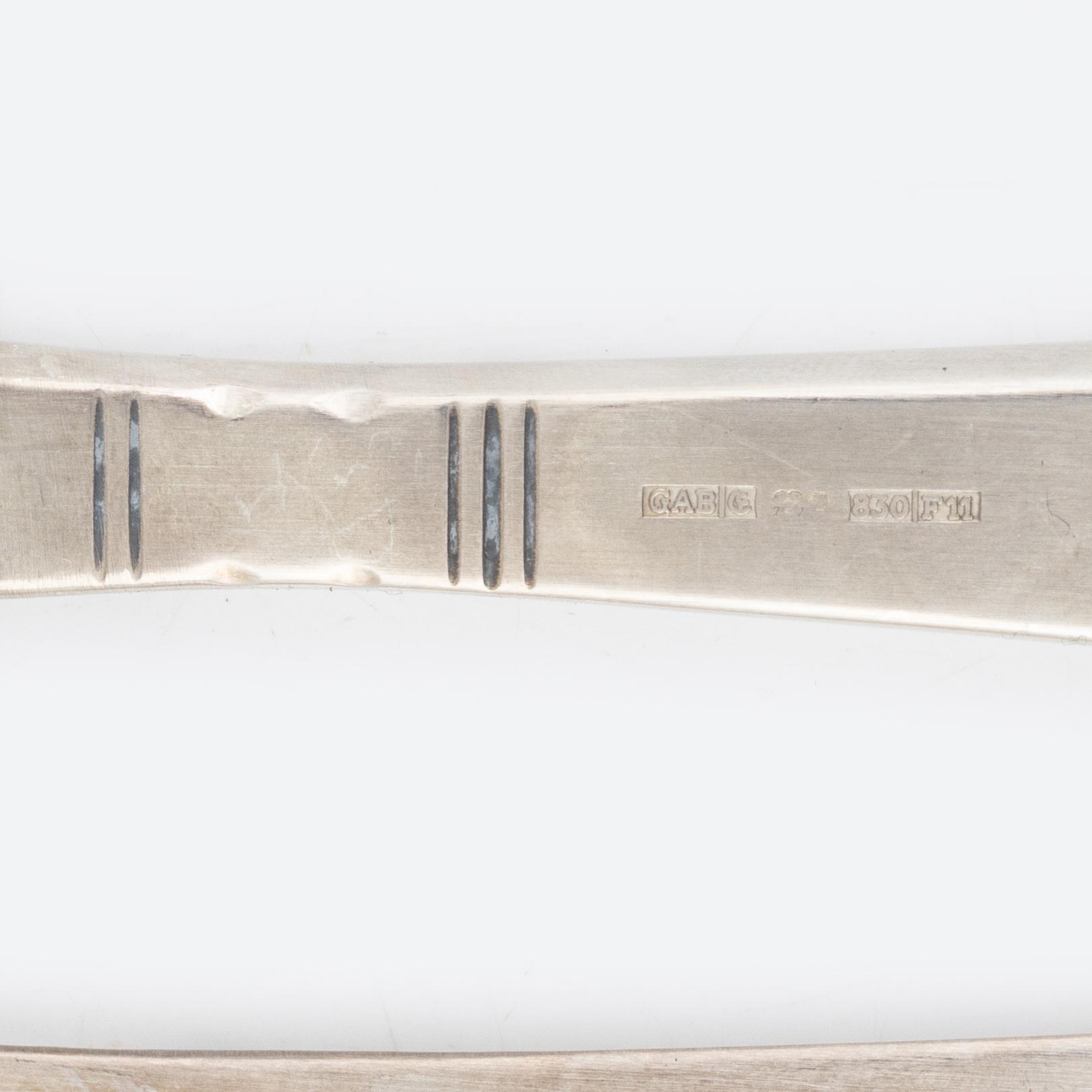 Jacob Ängman, sandwich cutlery, 12 pieces, model 'Rosenholm', mark of GAB, including Eskilstuna 2004.