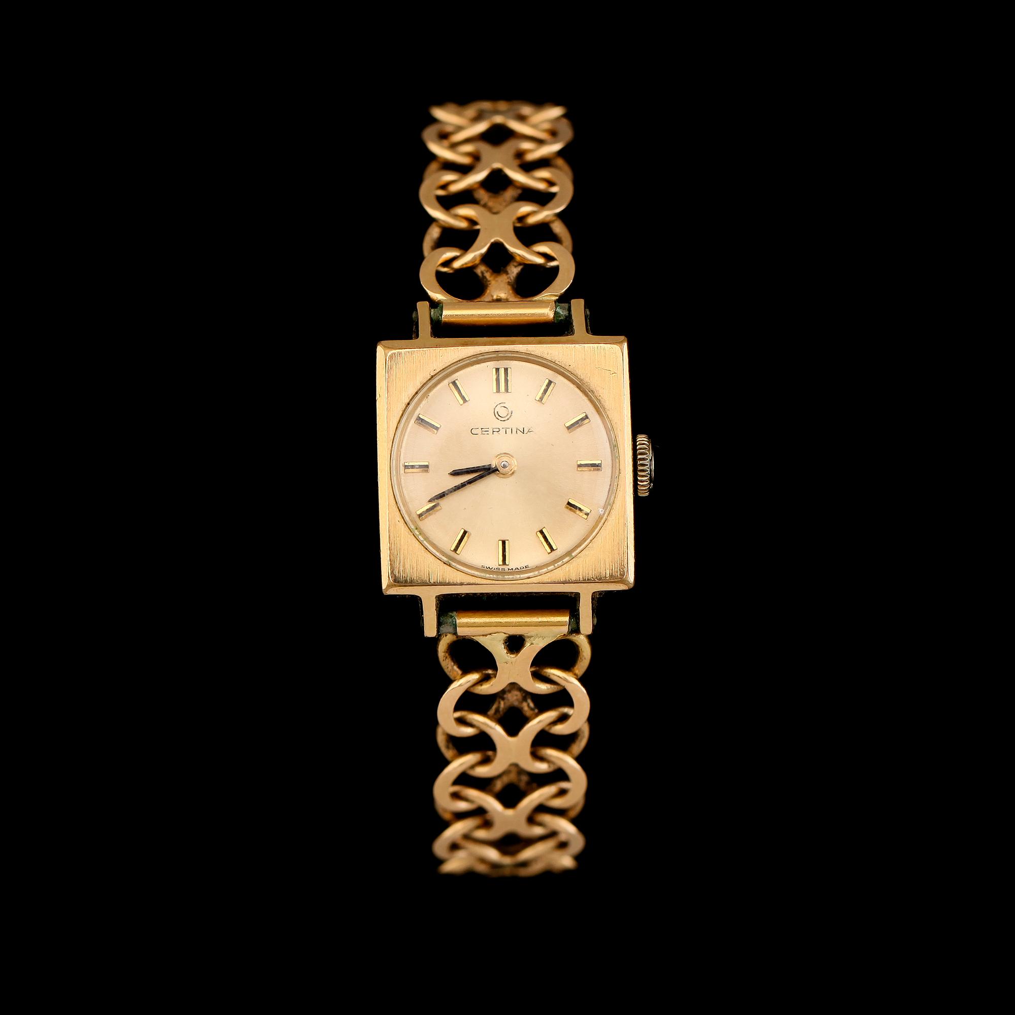 ARMBANDSUR, Certina, länk 18K guld. Total vikt ca 29 g.