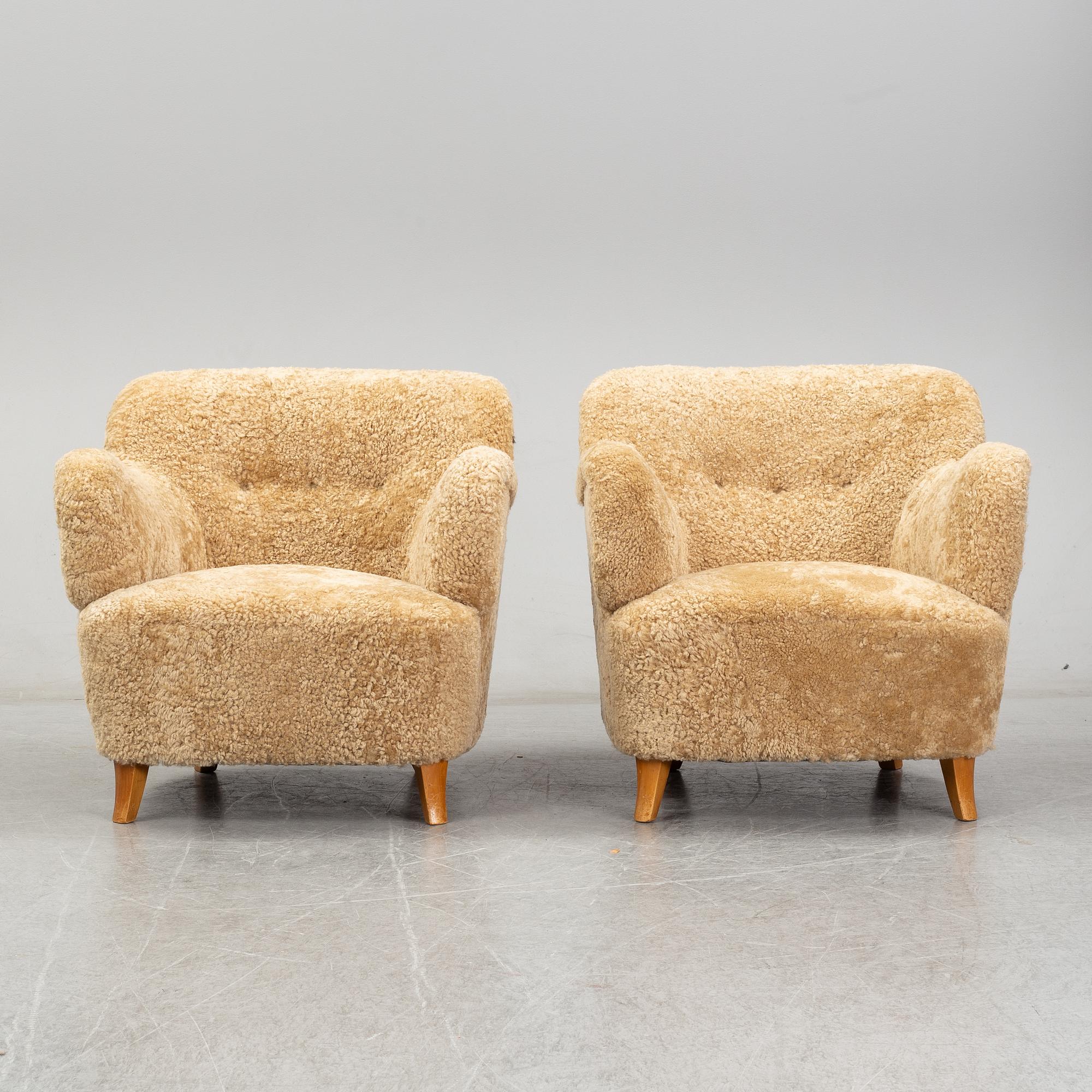 A pair of scandinavian armchairs from the 1930's/40's.