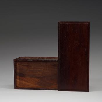 A presumably Zitan wood rectangular box with cover. Qing dynasty (1644-1912).