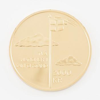 Guldmynt, Sverige, 2005, 2000 kr, Två nationer i samförstånd, 1905-2005. Till minne av unionsupplösningen Sverige-Norge.