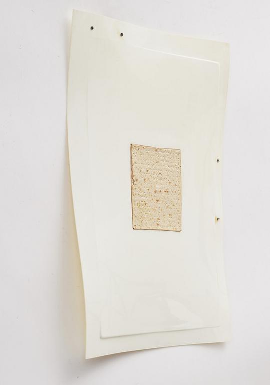 Helen Marten, vacuum formed matzoh cracker, ABS plastic, stainless steel. 2010.