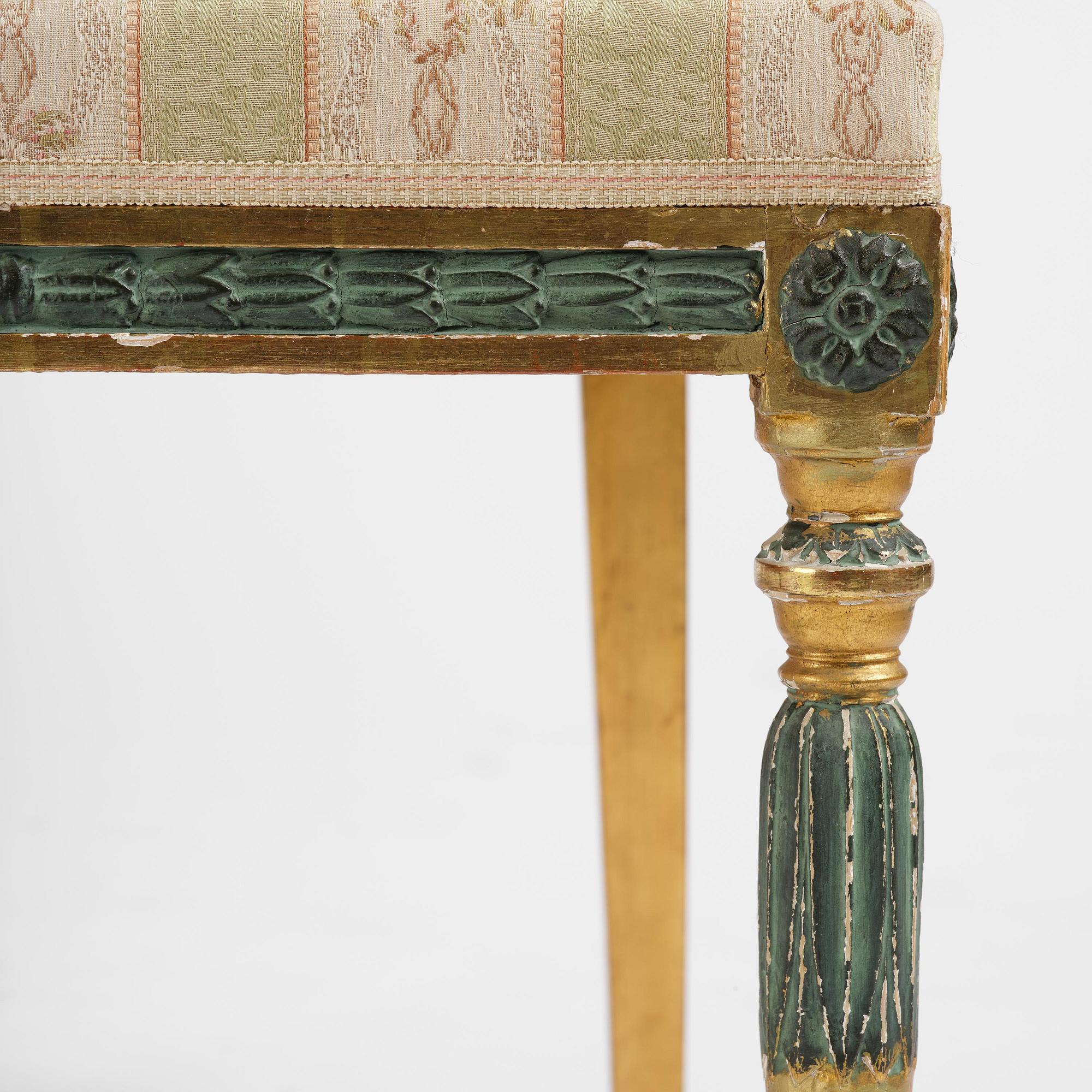 A set of six late Gustavian giltwood chairs, Stockholm, late 18th century.