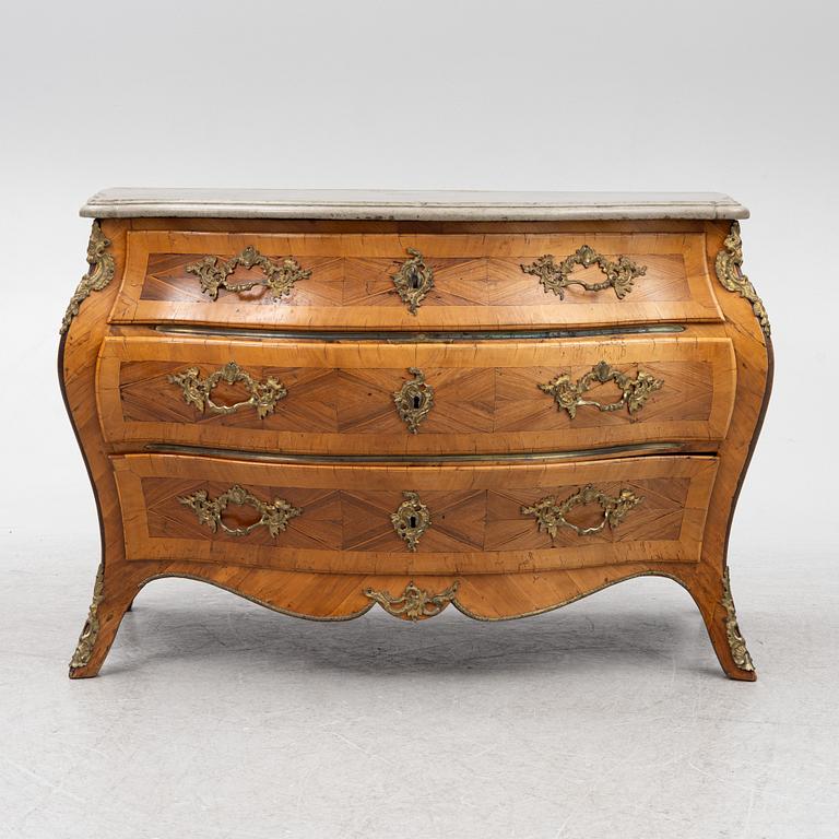 A Rococo parquetry commode, attributed to J. F. Salborg (master in Stockholm 1757-95).