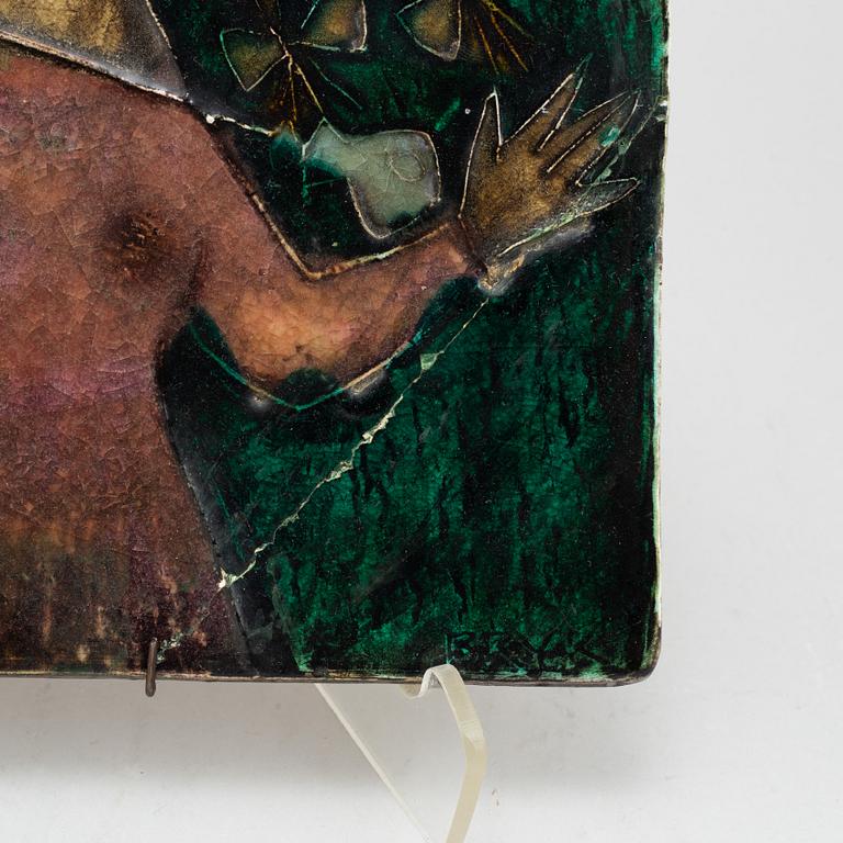 Rut Bryk, a stoneware wall plaque, signed Bryk.