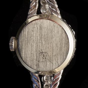 ARMBANDSUR, dam, Jaeger-LeCoultre, 18k vitguld med diamanter tot ca 0,95 ct. 1970-tal. Vikt ca 20 g.