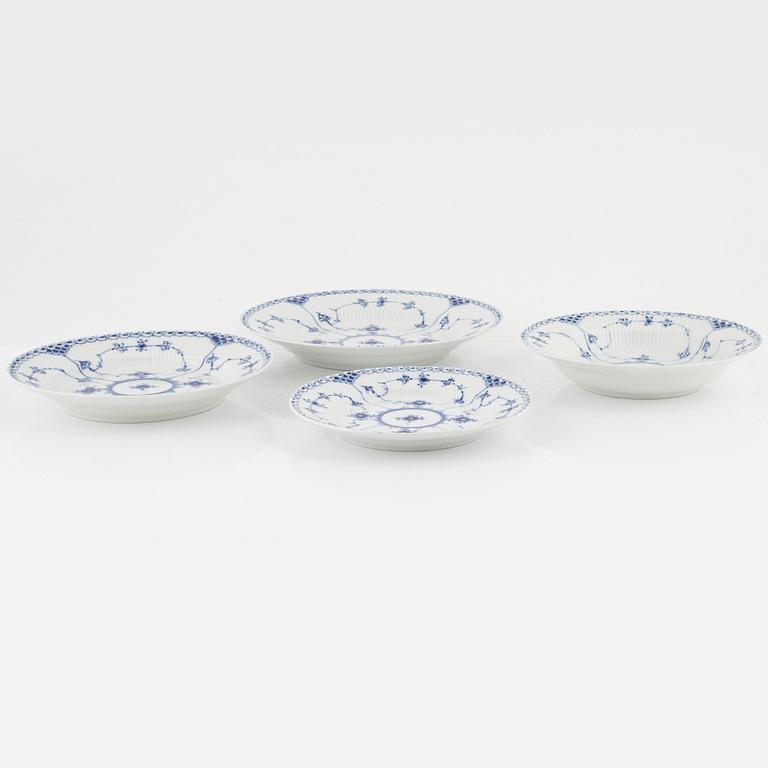 Service parts, 57 pieces, porcelain, "Musselmalet full and half lace", Royal Copenhagen, Denmark.