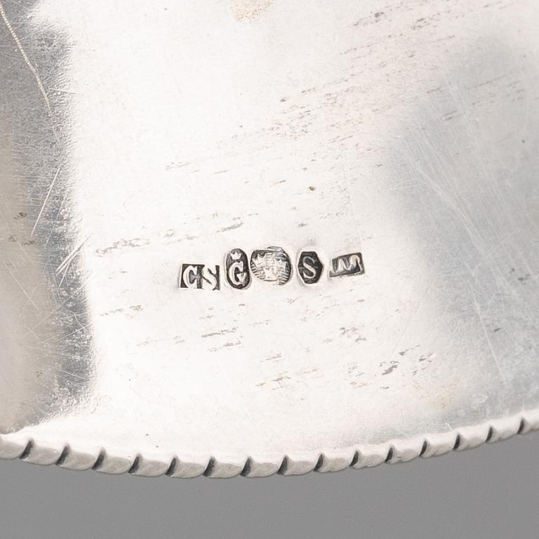 A silver bowl on a high foot, Swedish import mark and mark of Carl Söderqvist, Gothenburg 1927.