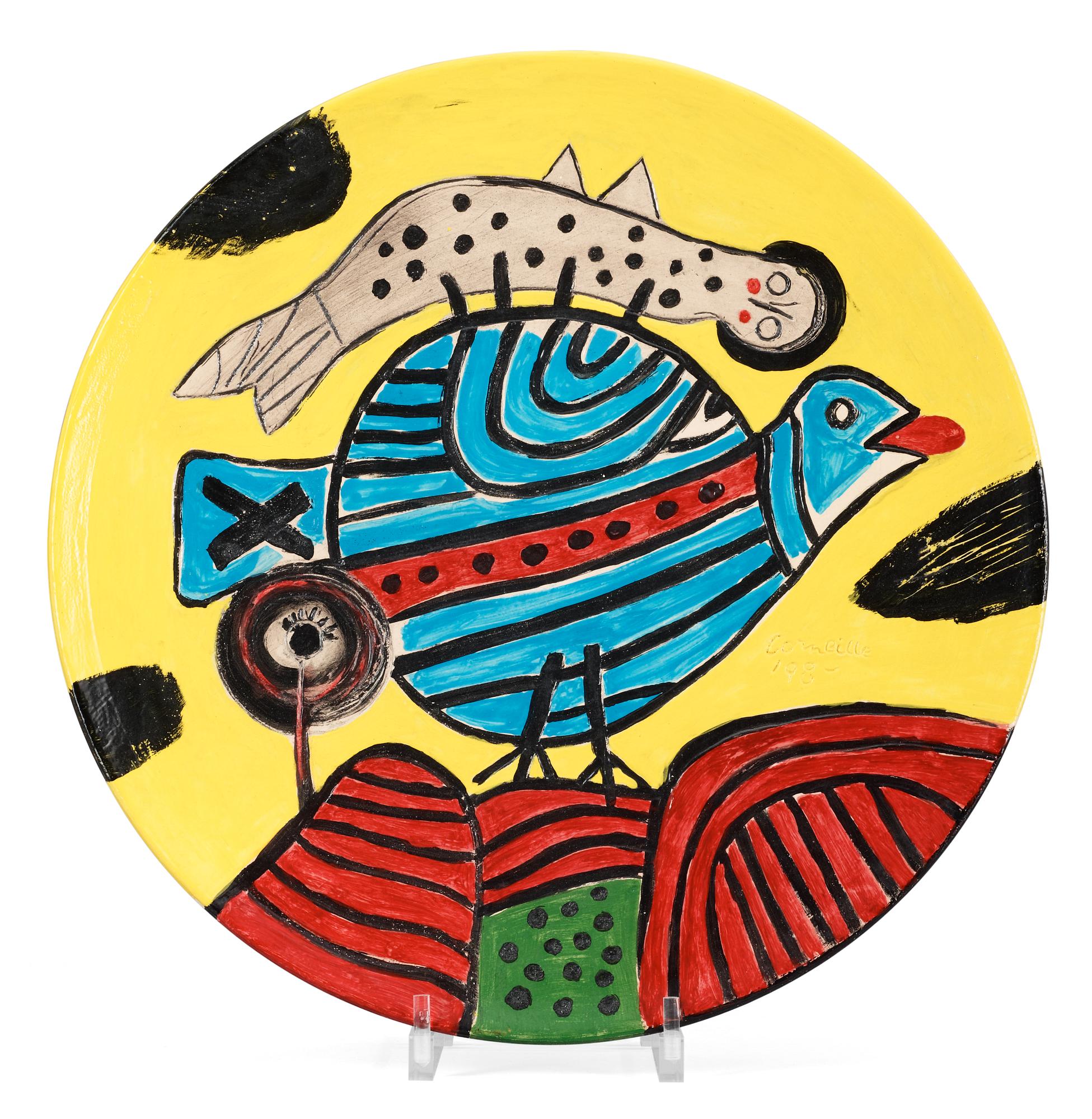 A Corneille Beverloo ceramic plate, F. Delille, Paris 1998.