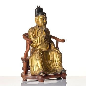 A large well cast figure of Guandi, Ming dynasty (1368-1644).