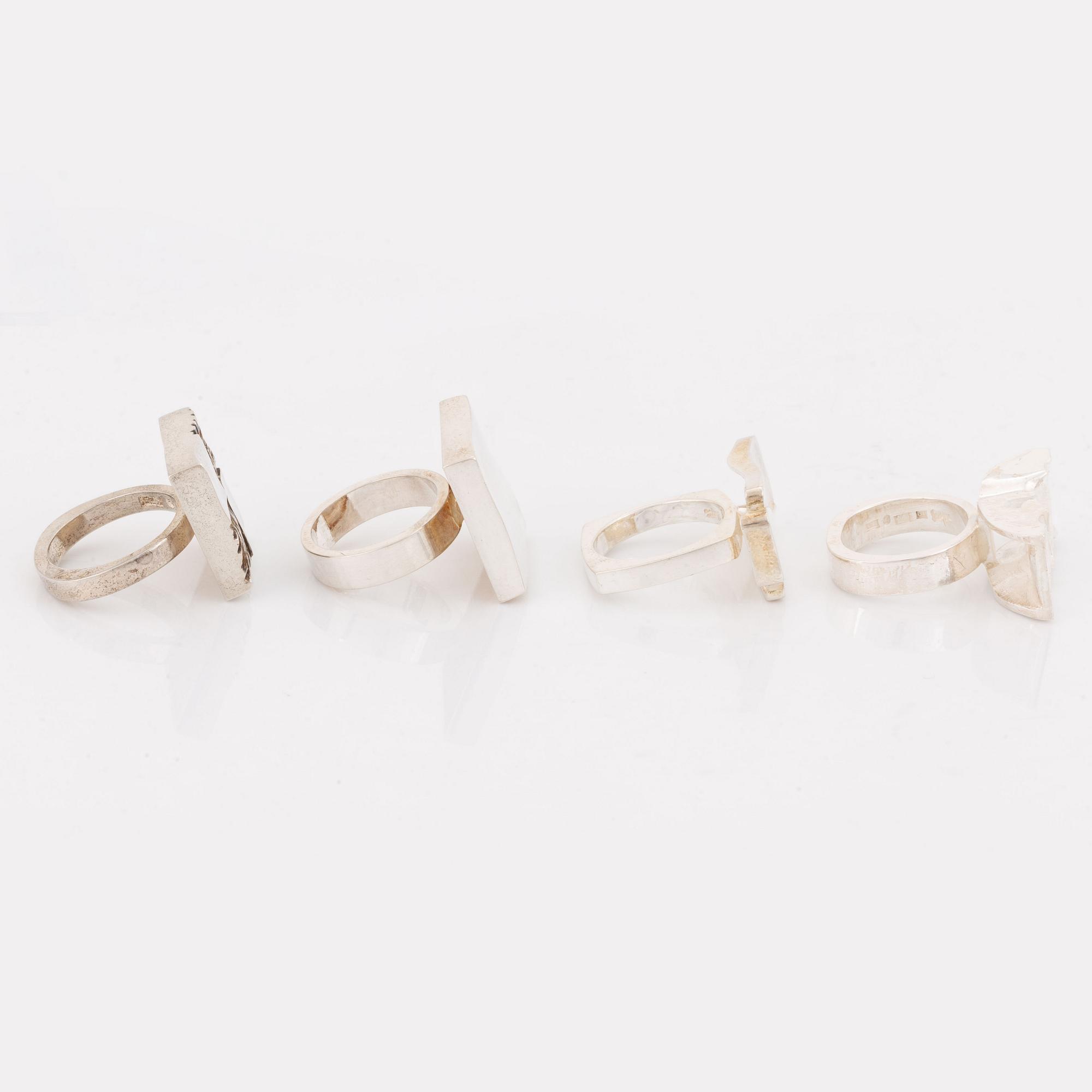 Rolf Karlsson four silver rings.