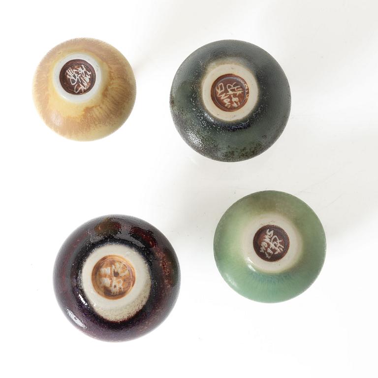 Sven Wejsfelt, a set of seven stoneware vases and three bowls, Gustavsbergs studio, 1980's.