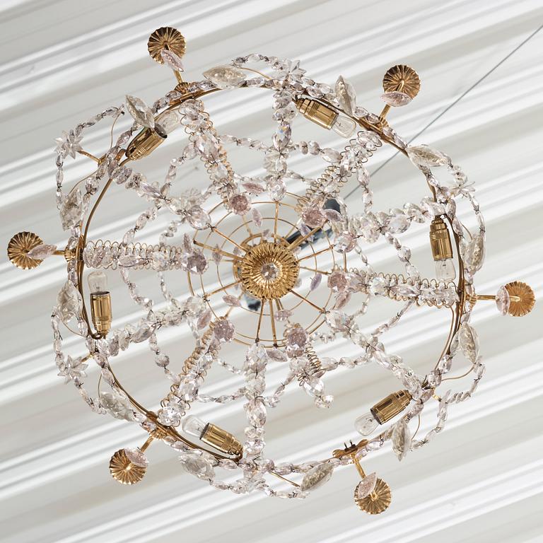 A Gustavian six-light chandelier, late 18th century.