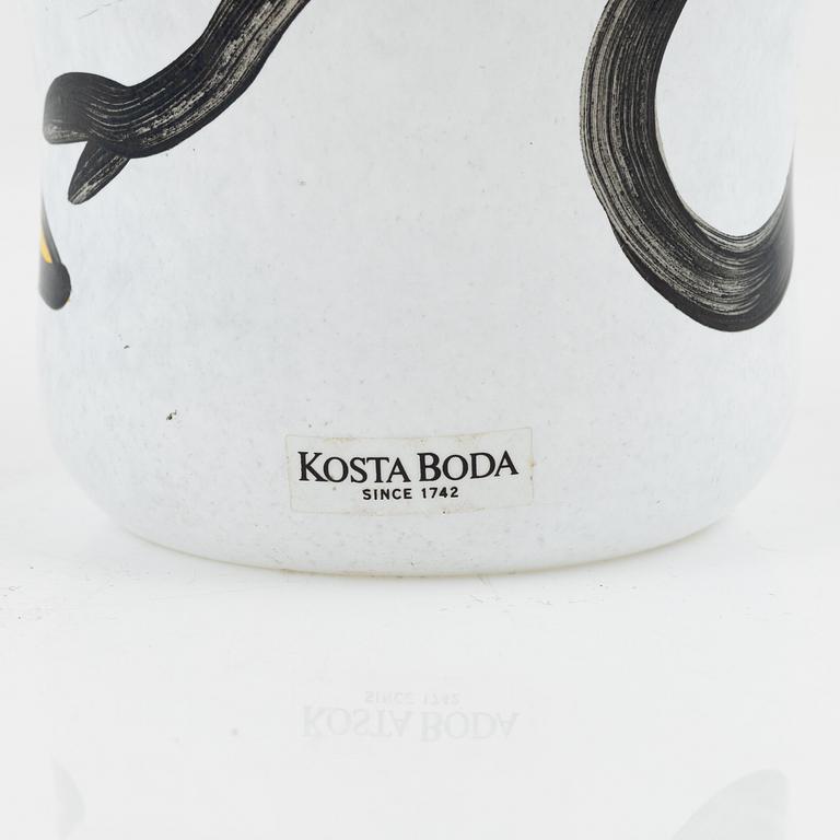 Ulrica Hydman-Vallien, a pair of glass goblets and a vase, Kosta Boda.